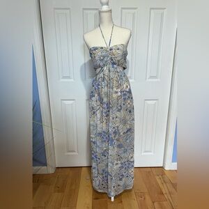 Chiffon floral maxi halter dress.